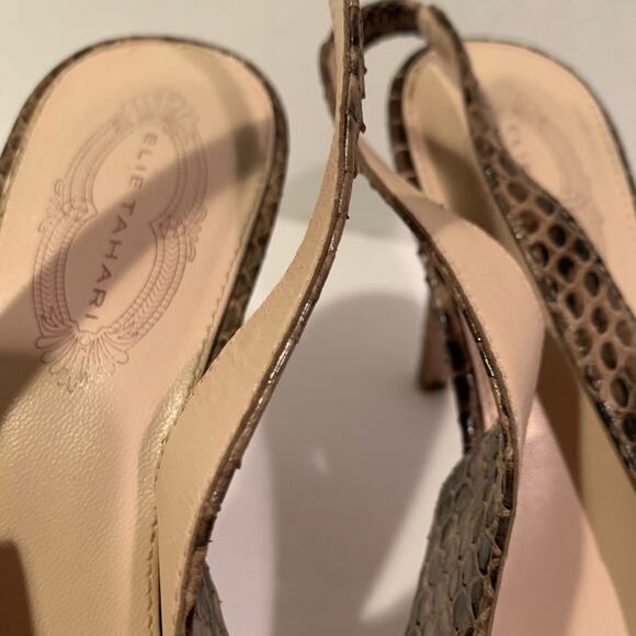 Elie Tahari Womens Brown Snakeskin Peep Toe Shoes Heels Size US 9.5 - Picture 6 of 11